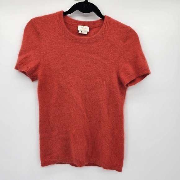 Kate Spade rabbit hair short sleeve orange sweater women's size small - Picture 1 of 7